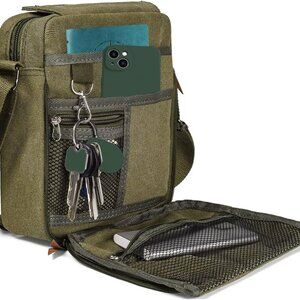 Small Canvas Messenger Bag Chest Bag Travel Bag, Mini Crossbody Bag Shoulder Bag